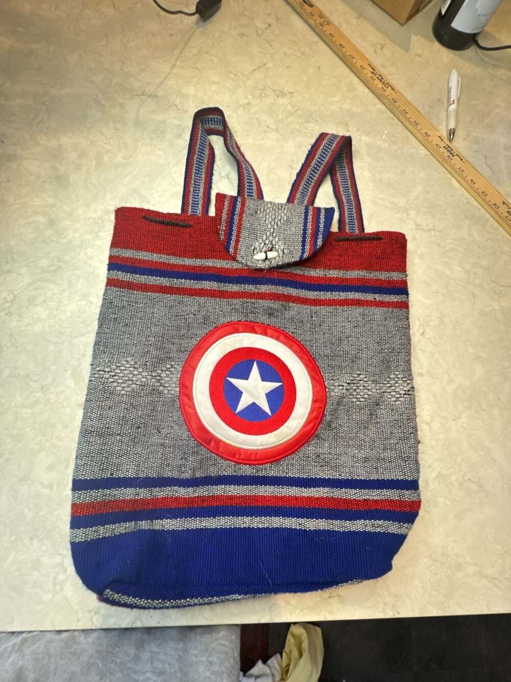 Marvel Captain America Woven Baja Backpack Red White Blue